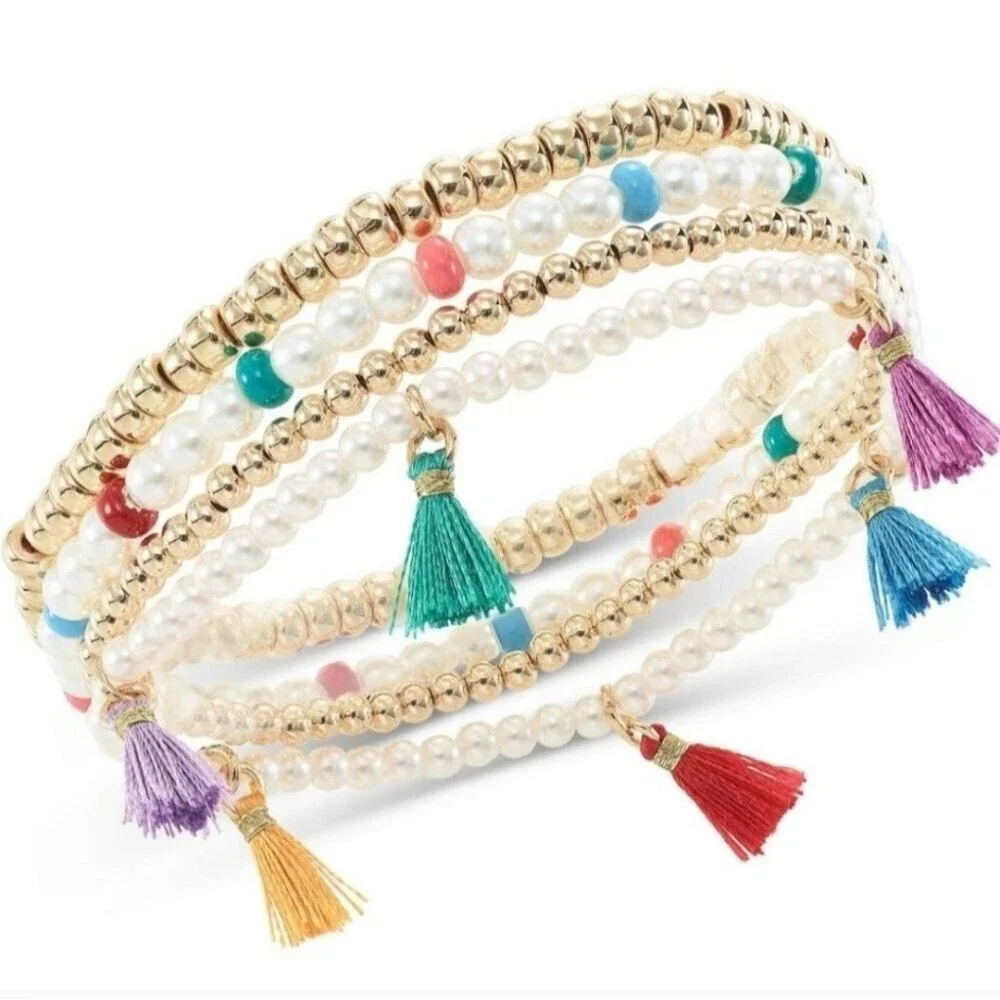 Colorful Beaded Bracelets with Tassels